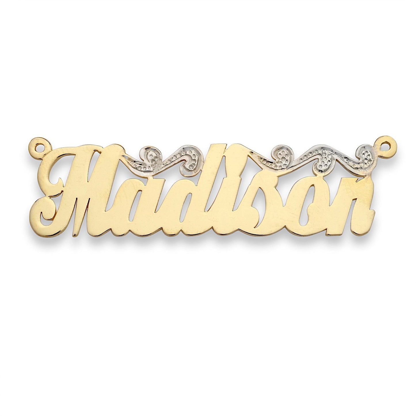 Better Jewelry Script Carved 14K Gold Nameplate Necklace