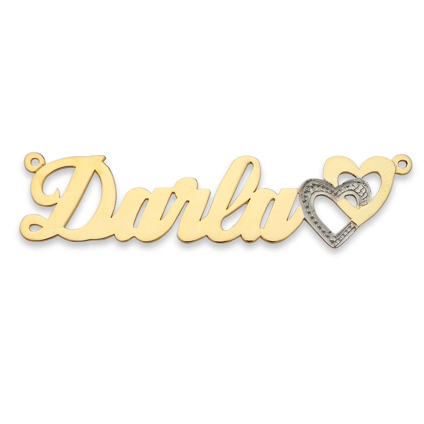 Better Jewelry Script with Two Hearts 14K Gold Nameplate Necklace