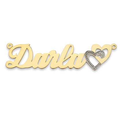 Better Jewelry Script with Two Hearts 14K Gold Nameplate Necklace