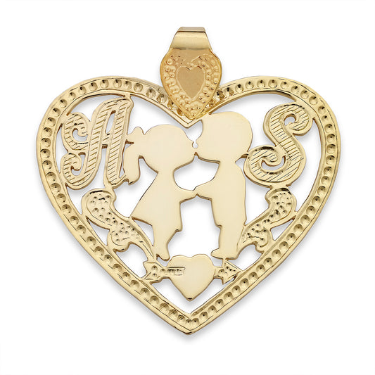 Better Jewelry 10K Gold Pendant Love Pair with Initials