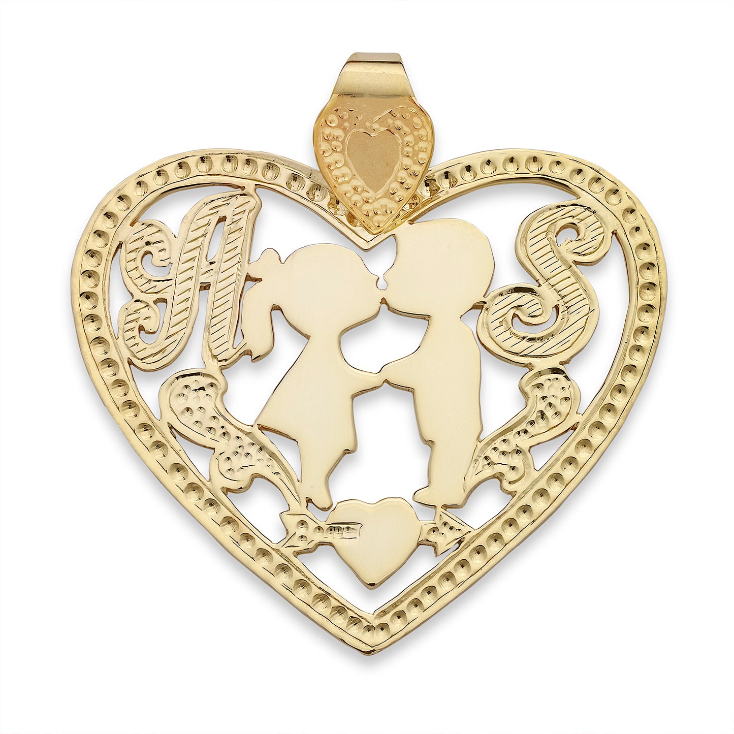 Better Jewelry 14K Gold Pendant Love Pair with Initials