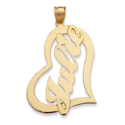 Better Jewelry Name 10K Gold Heart Vertical Pendant