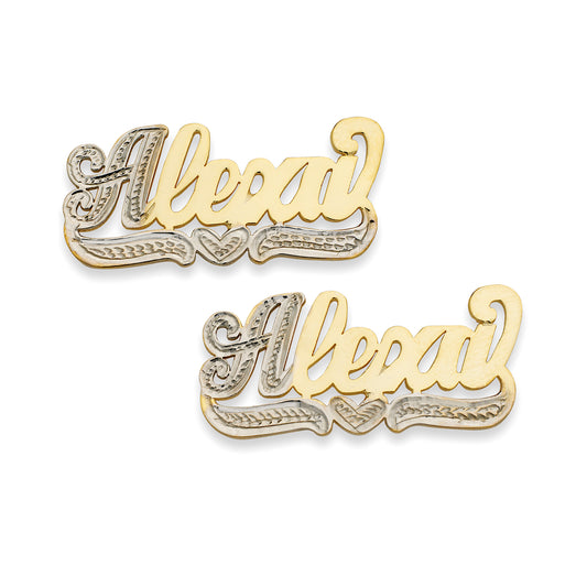 Better Jewelry 10K Gold Script Single Nameplate Stud Earrings