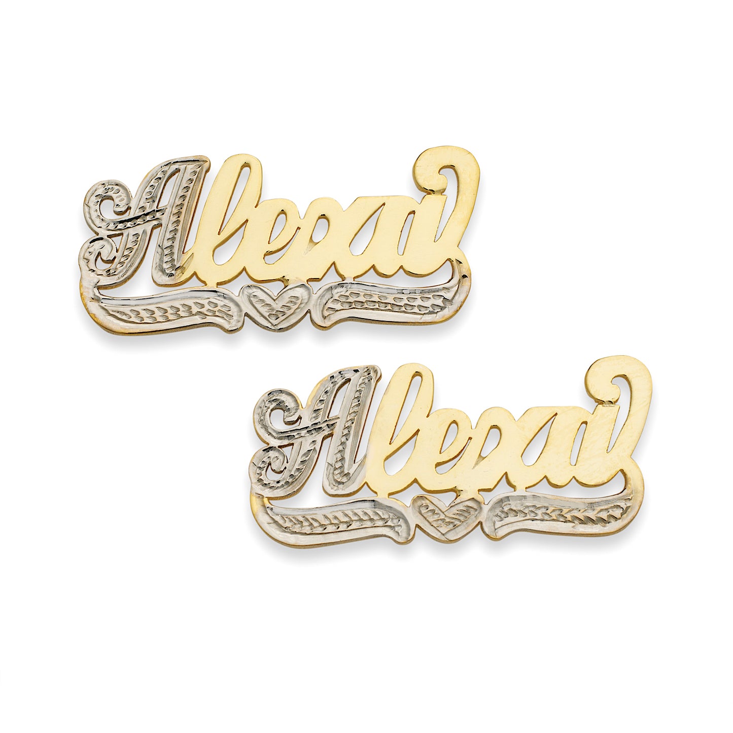 Better Jewelry 14K Gold Script Single Nameplate Stud Earrings