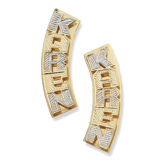 Better Jewelry Vertical Block Double Nameplate 10K Gold Stud Earrings