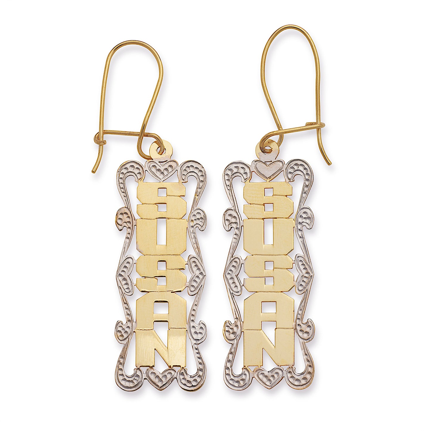 Better Jewelry Vertical Block Name 14K Gold Earrings