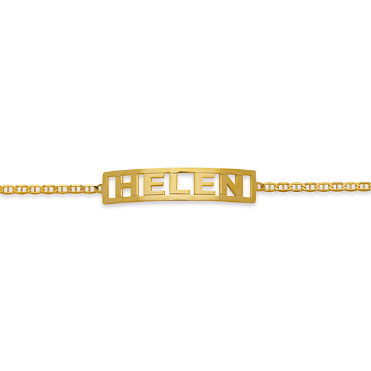 Better Jewelry Personalized Block 14K Gold Single Nameplate Bracelet