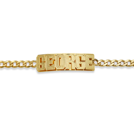 Better Jewelry Personalized Block 10K Gold Double Nameplate Bracelet