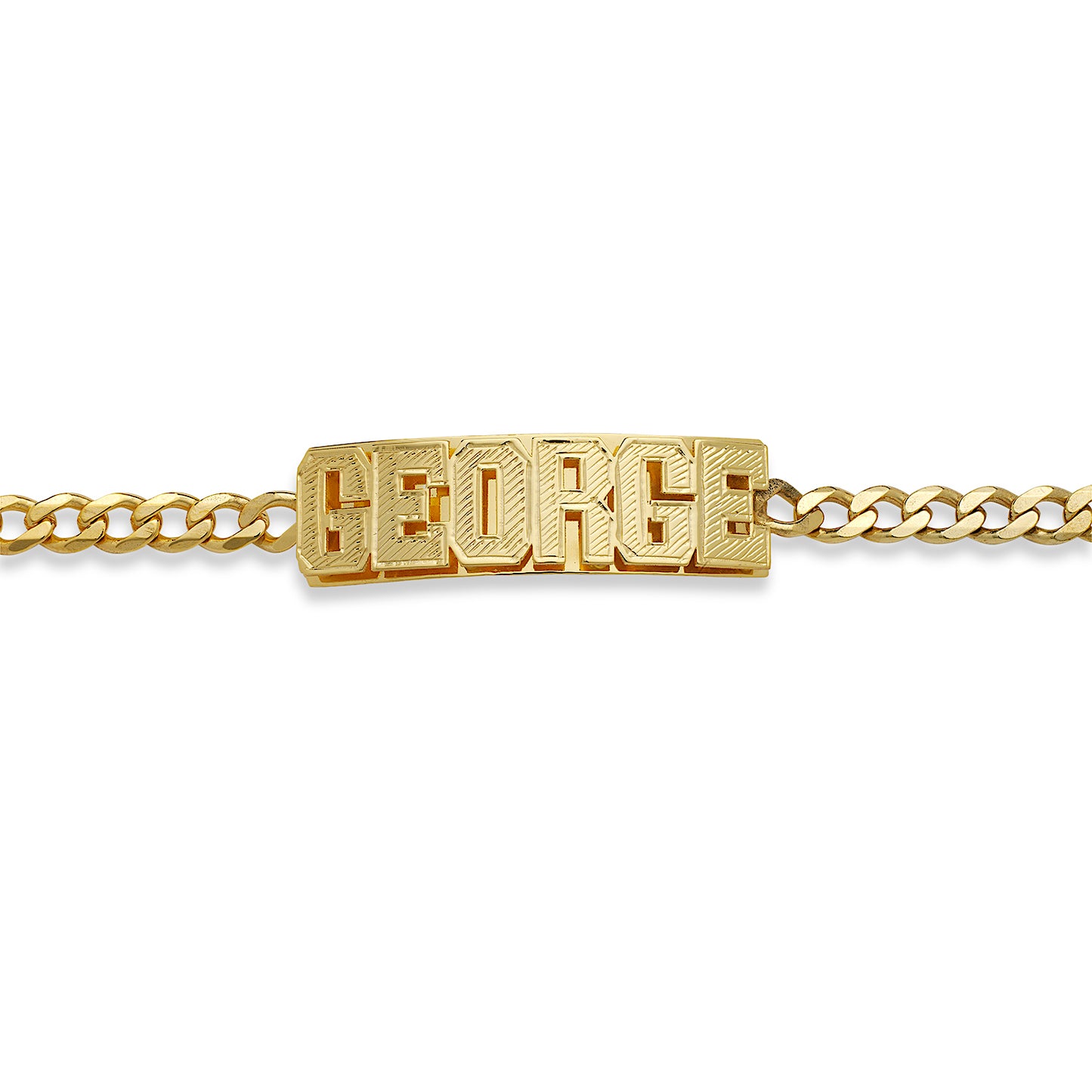 Better Jewelry Personalized Block 14K Gold Double Nameplate Bracelet