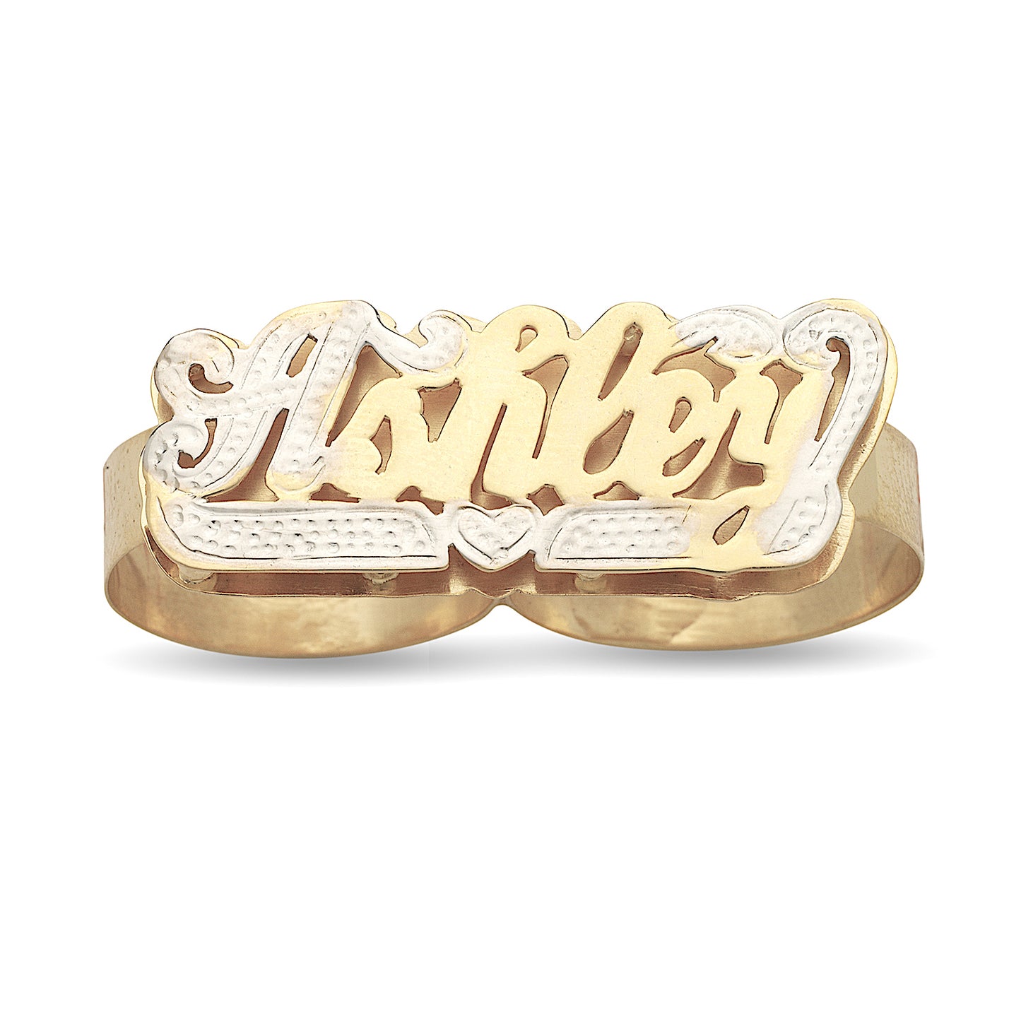 Better Jewelry Script Two Fingers 10K Gold Heart Name Ring