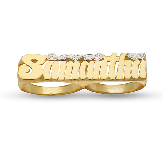 Better Jewelry Script Two Fingers 14K Gold Name Ring