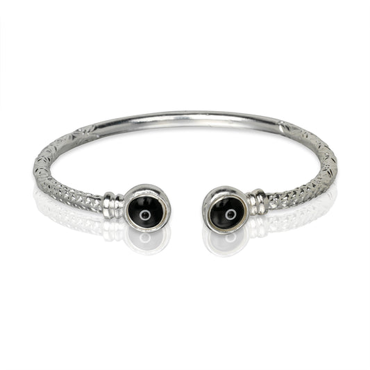 Better Jewelry Evil Eye West Indian Bangle .925 Sterling Silver, 1 piece