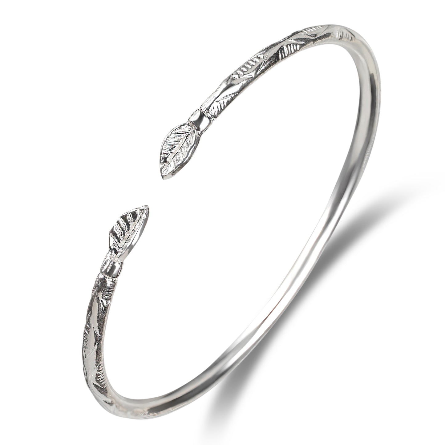 Better Jewelry Leaf .925 Sterling Silver West Indian Bangles (1 Bangle)