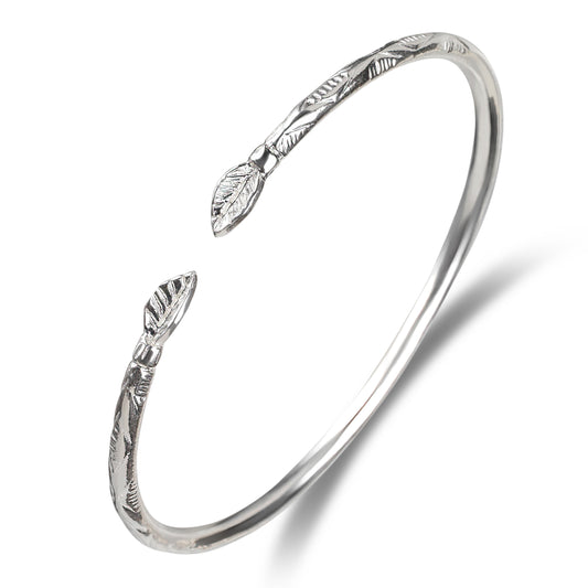 Better Jewelry Leaf .925 Sterling Silver West Indian Bangle, 1 piece