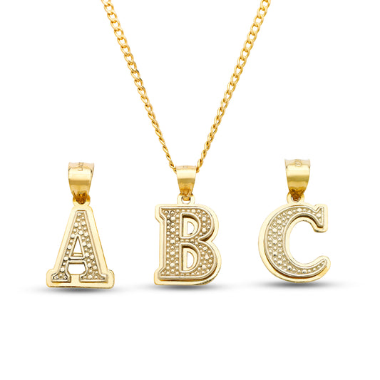 Better Jewelry 10K Yellow Gold Double Block Letter Initial Pendant Necklace