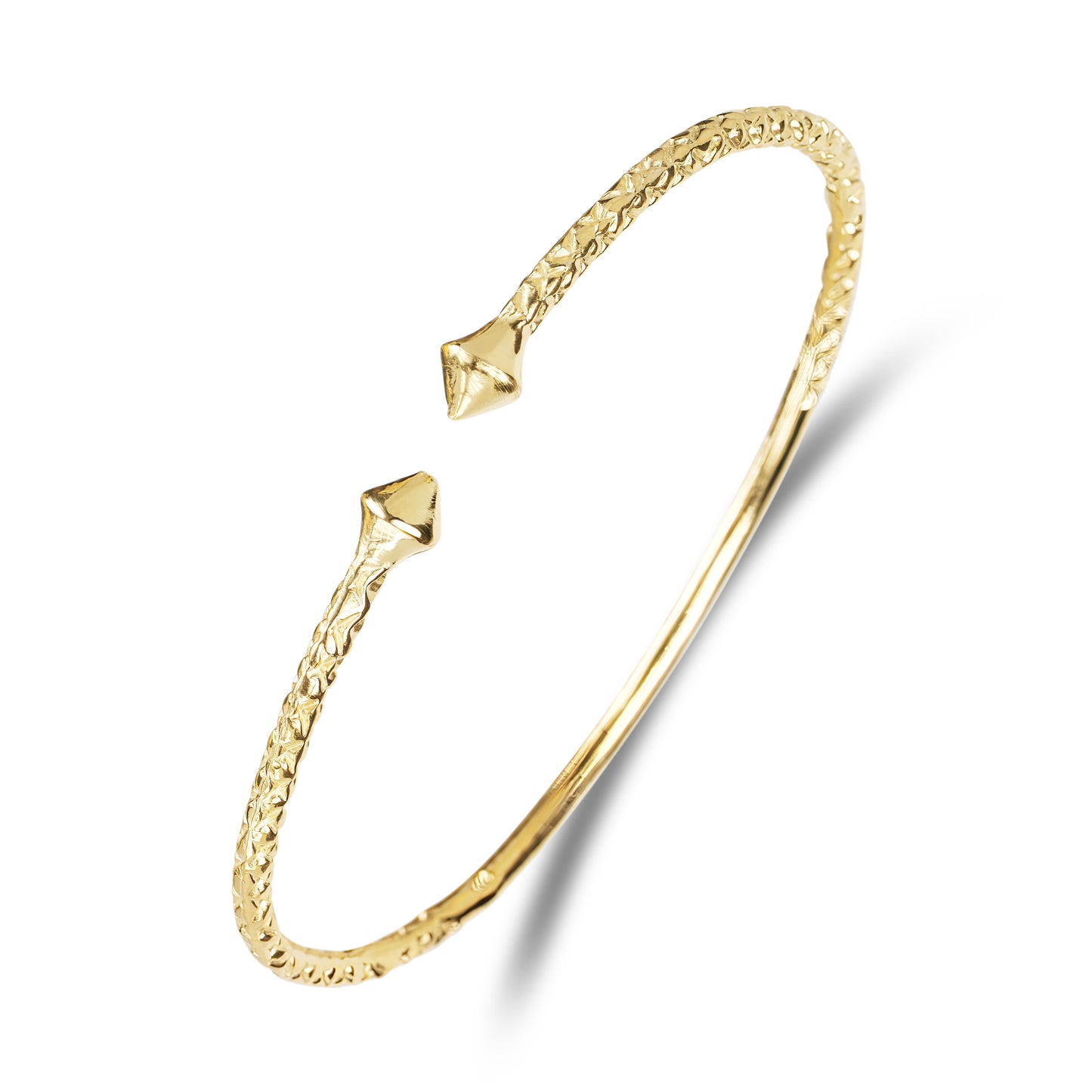 Better Jewelry 10K Yellow Gold West Indian Bangle Smooth Pyramids Ends   1 piece