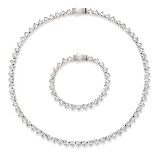 Better Jewelry .925 Sterling Silver Chain "Heart" Set (Bracelet+Necklace)