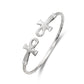 Better Jewelry Solid .925 West Indian Silver Bangles with Ankh Cross Ends - Pair (Made in USA)
