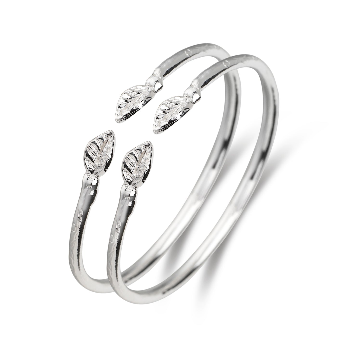 Better Jewelry Leaf .925 Sterling Silver West Indian Baby Bangles (Pair)
