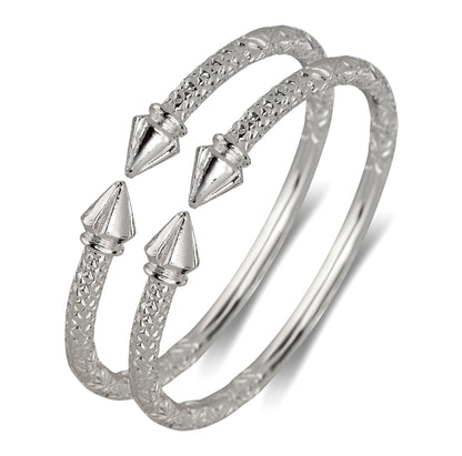 Better Jewelry Arrow Ends .925 Sterling Silver West Indian Bangles 103 Grams, 1 pair
