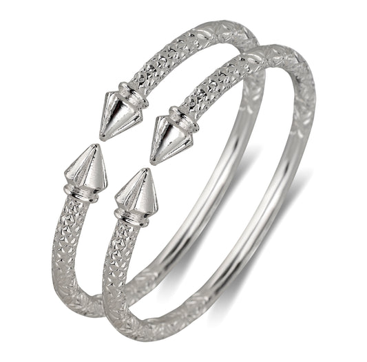 Better Jewelry Arrow Ends .925 Sterling Silver West Indian Bangles 103 Grams, 1 pair