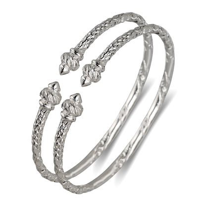Better Jewelry Torch End Taj Mahal Ends .925 Sterling Silver West Indian Bangles, 1 pair