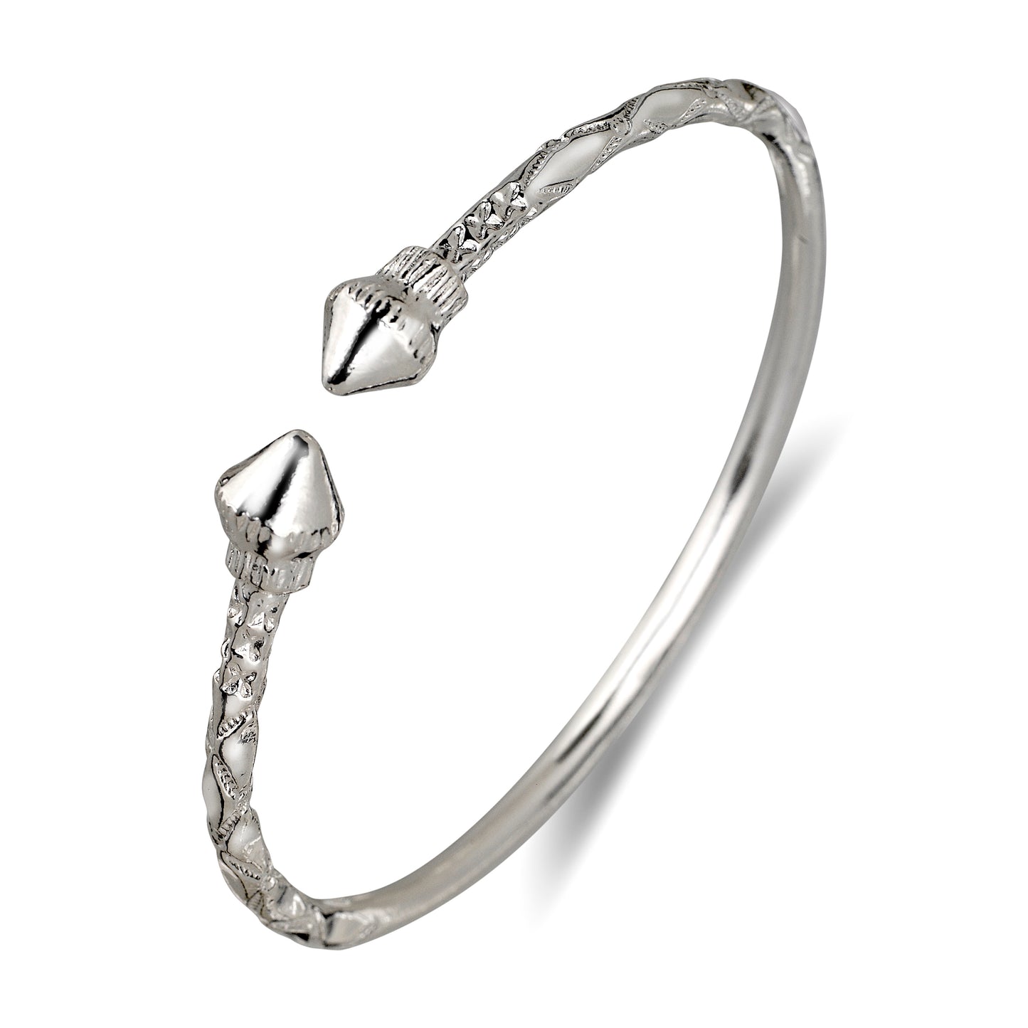 Better Jewelry Cone Ends .925 Sterling Silver West Indian Bangles 47.7 Grams (Pair) (MADE IN USA) (3mm)