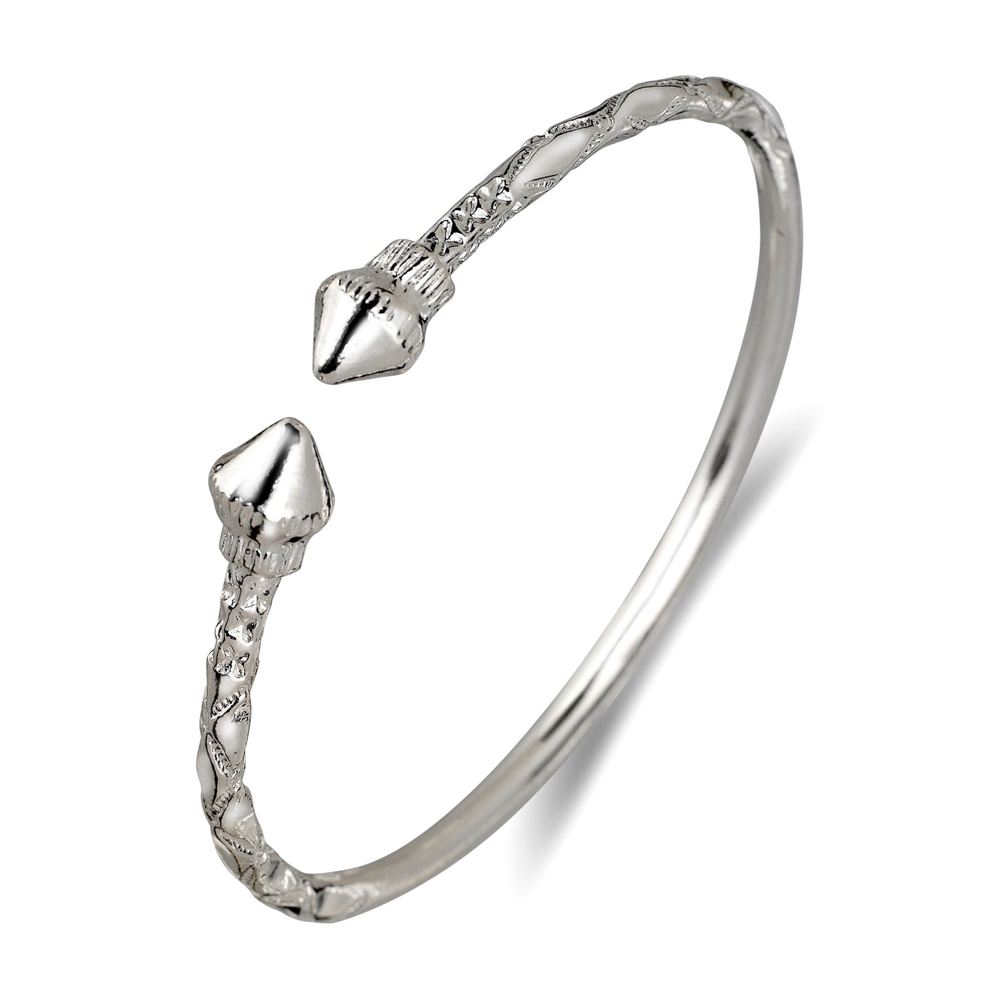 Better Jewelry Cone Ends .925 Sterling Silver West Indian Bangles 23.8 Grams (1 Piece) (MADE IN USA) (3mm)