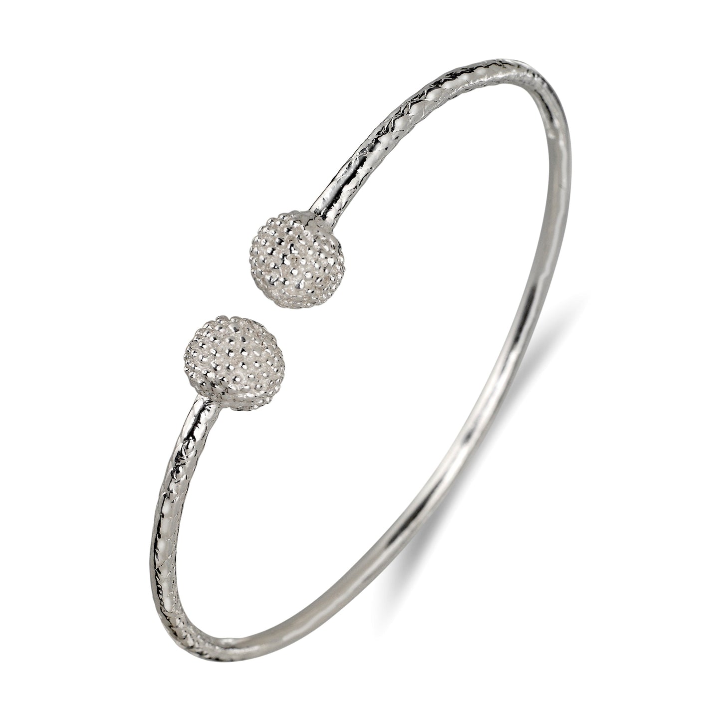 Better Jewelry Textured Ball .925 Sterling Silver West Indian Bangle, 1 piece