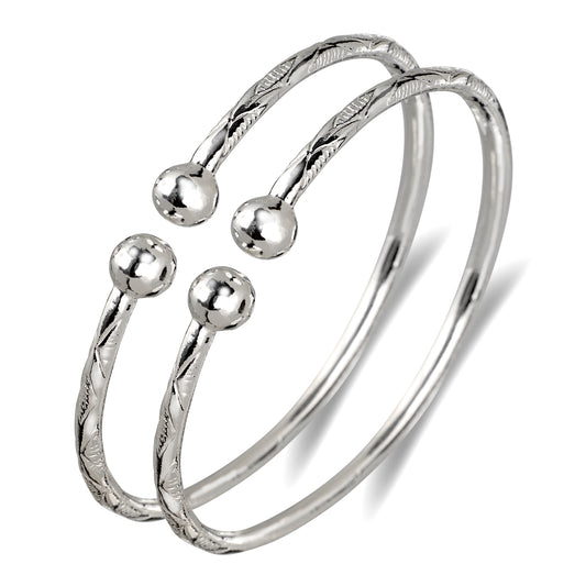 Better Jewelry Ball .925 Sterling Silver West Indian Bangles (Pair)