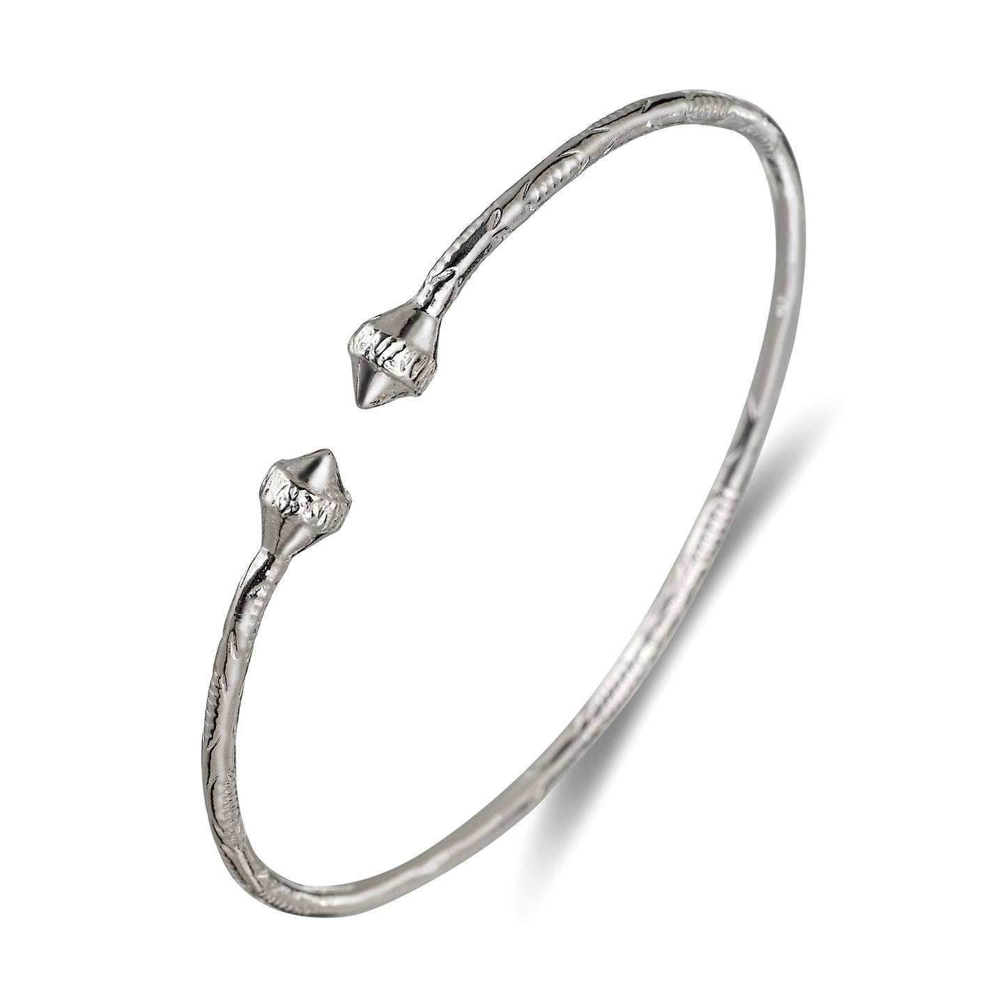 Better Jewelry Pointy Ridged Belt .925 Sterling Silver West Indian Bangles (Pair)