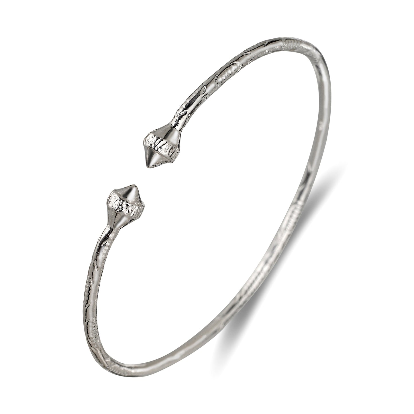 Better Jewelry Pointy Ridged Belt .925 Sterling Silver West Indian Bangles (1 Piece)