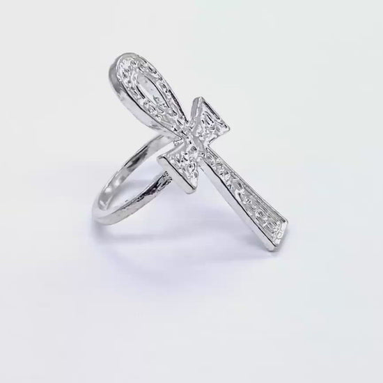 Better Jewelry Etched Ankh Ring .925 Solid Sterling Silver Ring (7.5 g ...