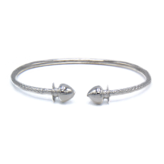 Better Jewelry Large Acorn Ends .925 Sterling Silver West Indian Bangles (1 Piece) (MADE IN USA)