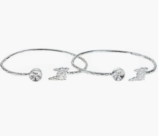 Better Jewelry Map of Trinidad + Drum Ends West Indian Bangles .925 Sterling Silver, 1 pair