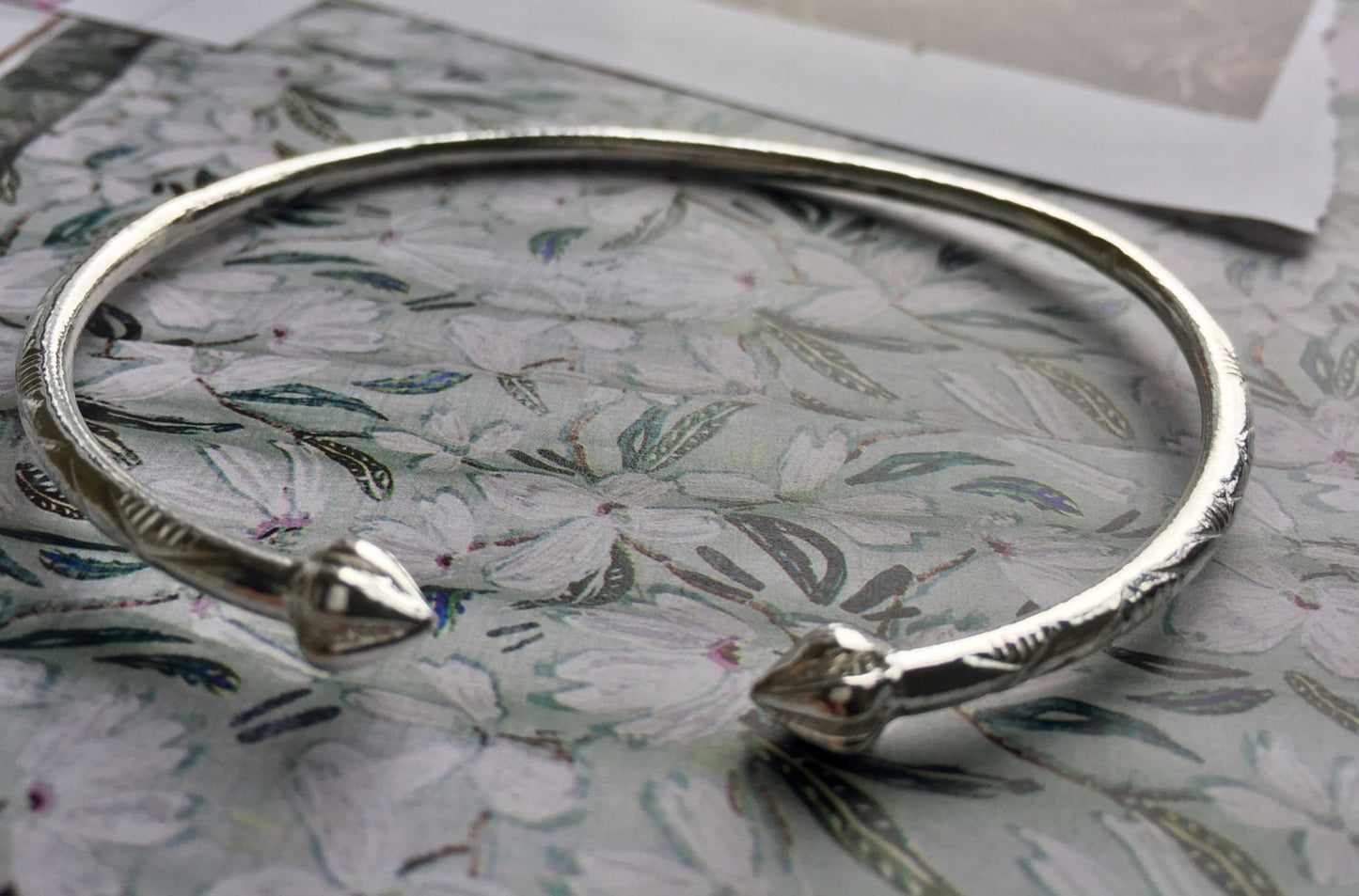 Better Jewelry Cocoa Pods .925 Sterling Silver West Indian Bangle, 1 Piece Sterling Silver / 8 / 3.5mm