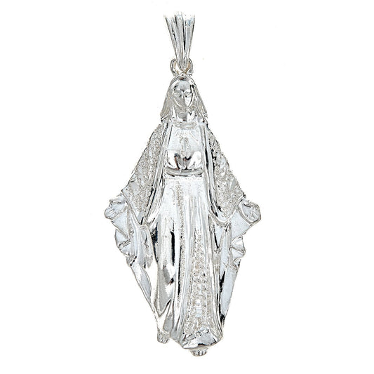 925 Sterling Silver Large Virgin Mary Pendant - MADE IN USA (14 grams) - Betterjewelry