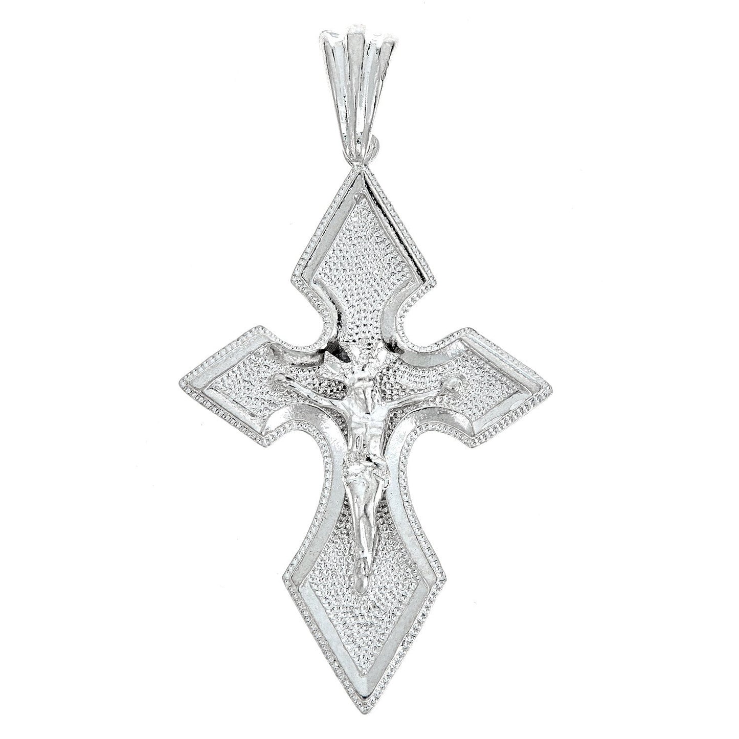 925 Sterling Silver Fuller Shaped Crucifix Pendant -Made in USA (11 grams) - Betterjewelry
