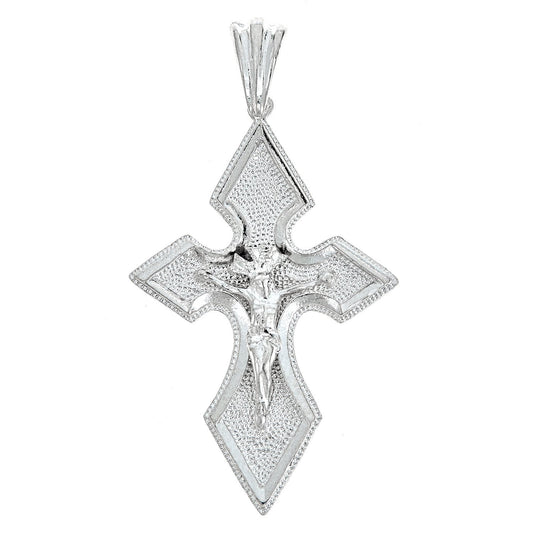 925 Sterling Silver Fuller Shaped Crucifix Pendant -Made in USA (11 grams) - Betterjewelry