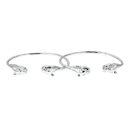 Panther Ends .925 Sterling Silver West Indian Bangles (Pair) MADE IN USA - Betterjewelry