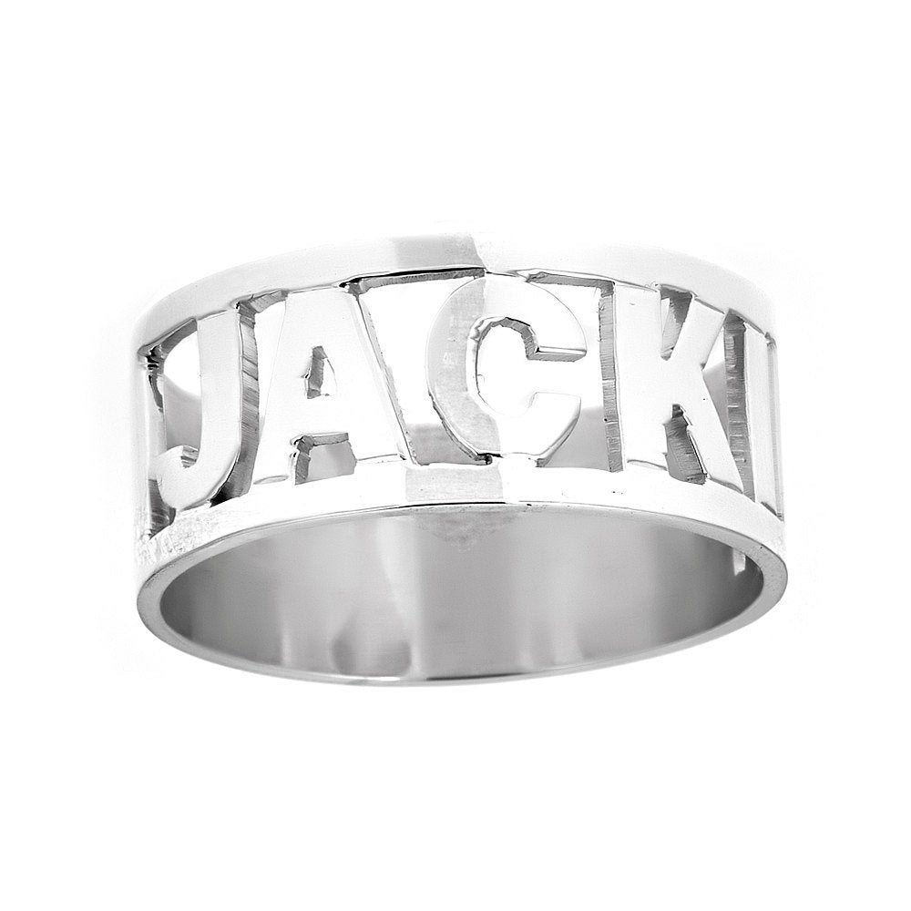 Personalized .925 Sterling Silver Open Block Letter Name Ring, 3.5 grams, MADE IN USA - Betterjewelry