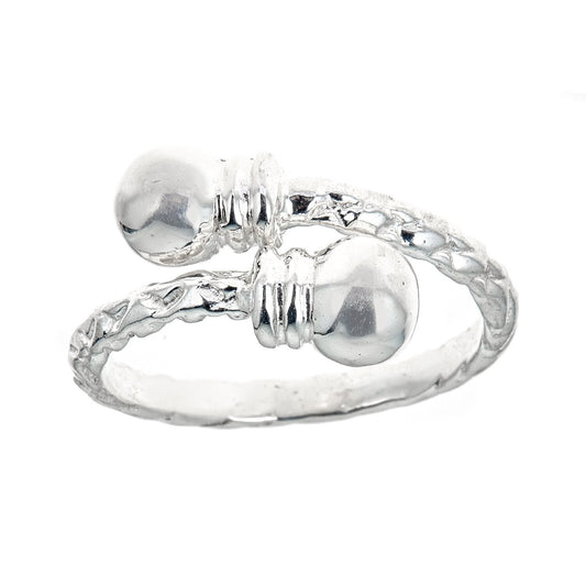 Double Halo Ends .925 Sterling Silver West Indian Style Ring - Betterjewelry