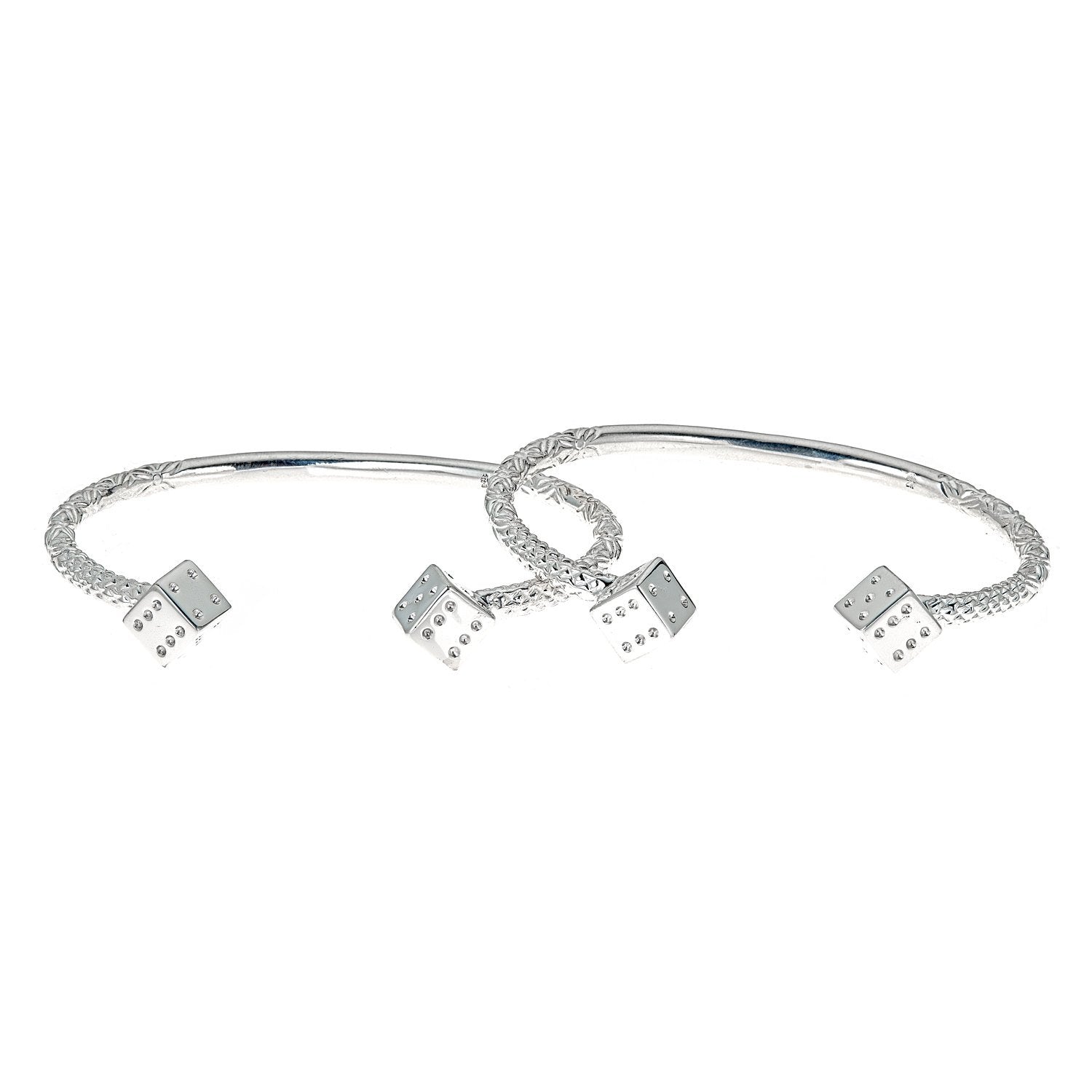 Dice Ends .925 Sterling Silver West Indian Bangles (PAIR 105 grams) - Betterjewelry