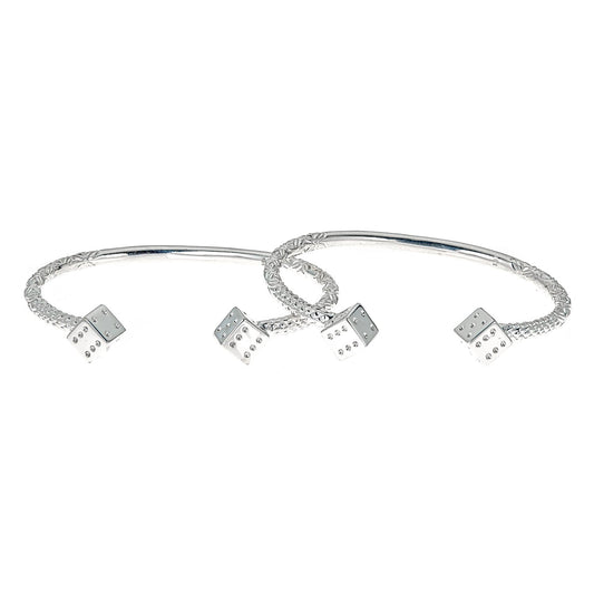 Dice Ends .925 Sterling Silver West Indian Bangles (PAIR 105 grams) - Betterjewelry