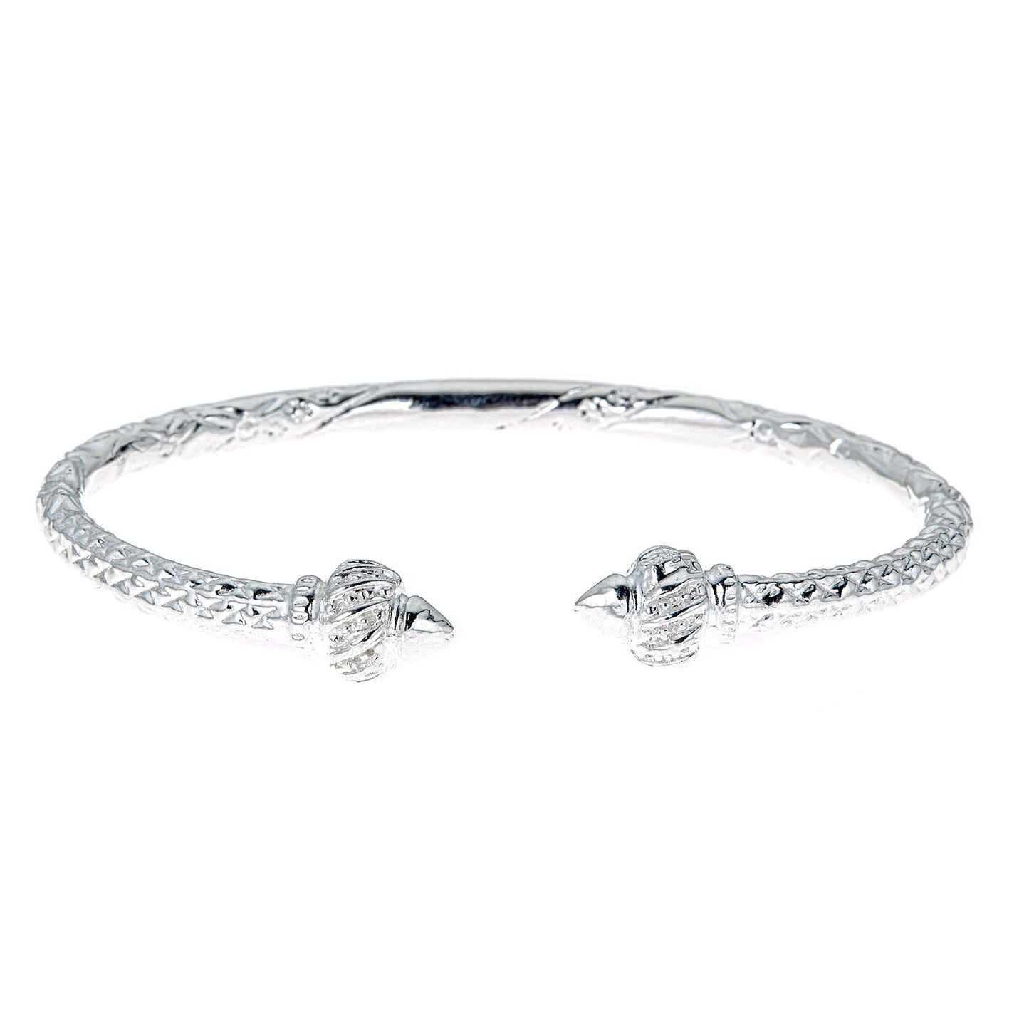 Ridged Arrow .925 Sterling Silver West Indian Bangle (40 grams) - Betterjewelry