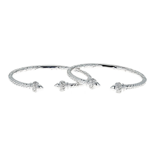 Ridged Arrow .925 Sterling Silver West Indian Bangles (Pair 79 grams) (Made in USA) - Betterjewelry