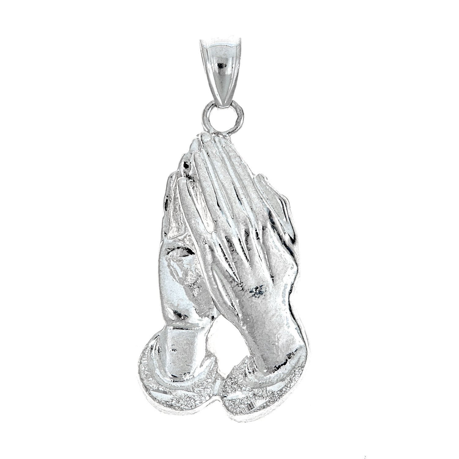 925 Sterling Silver Large Praying Hands Pendant - MADE IN USA (7 grams) - Betterjewelry