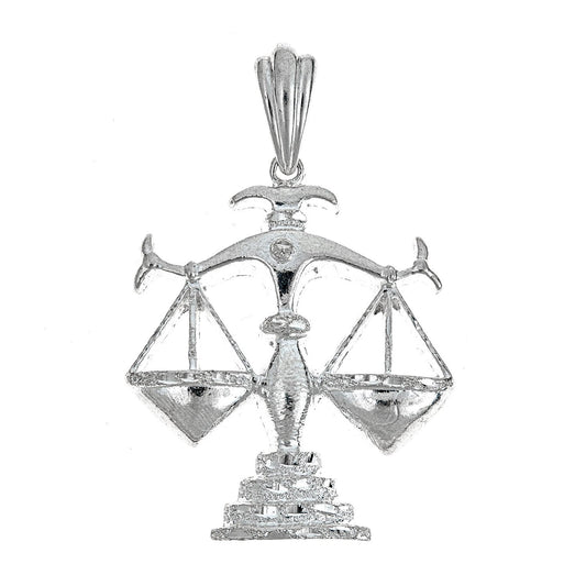 925 Sterling Silver Large Libra Pendant (16 grams) - Betterjewelry