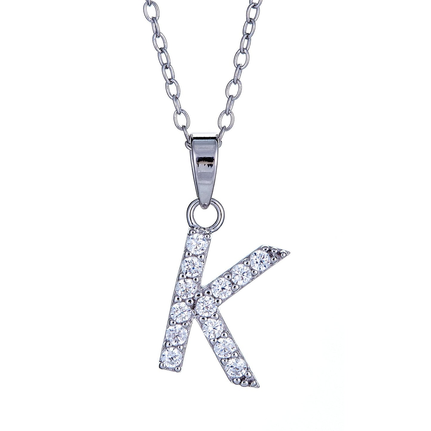 925 Sterling Silver Classic CZ Studded Initial Pendant (2 grams) - Betterjewelry