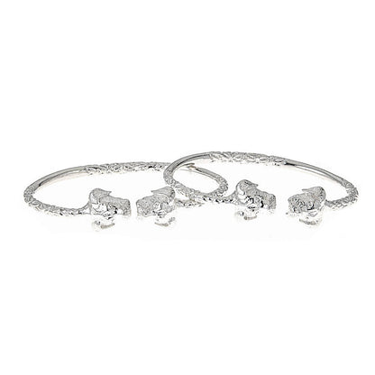 Solid .925 Sterling Silver West Indian Bangles with Puppy Ends (PAIR) - Betterjewelry